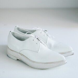 Rocco P  White Leather Menswear Style Handmade Lace up Loafers